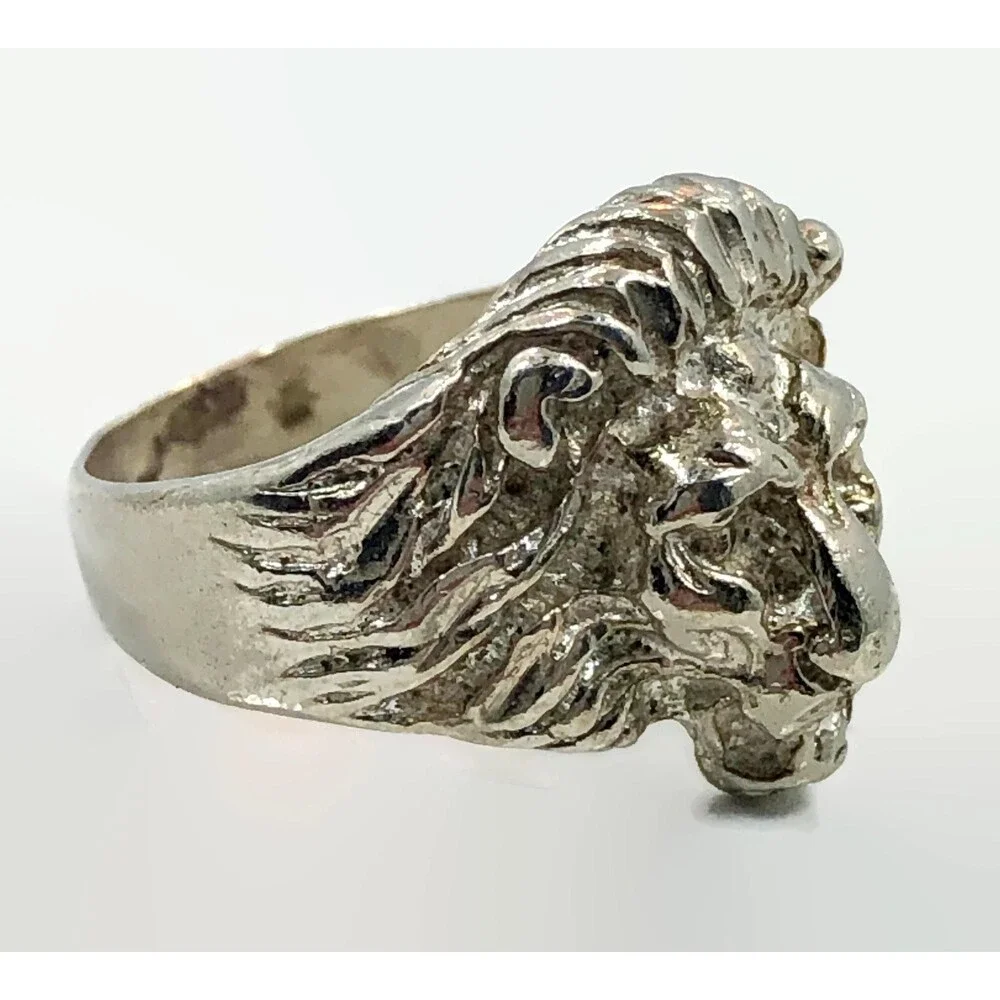 Lion Ring, Sterling Silver, Vintage Ring, Size 8, Leo, Jungle Animal, Unisex